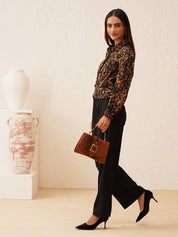 Beatnik Bold Animal Print Elegant Crop Womens Top Beatnik India