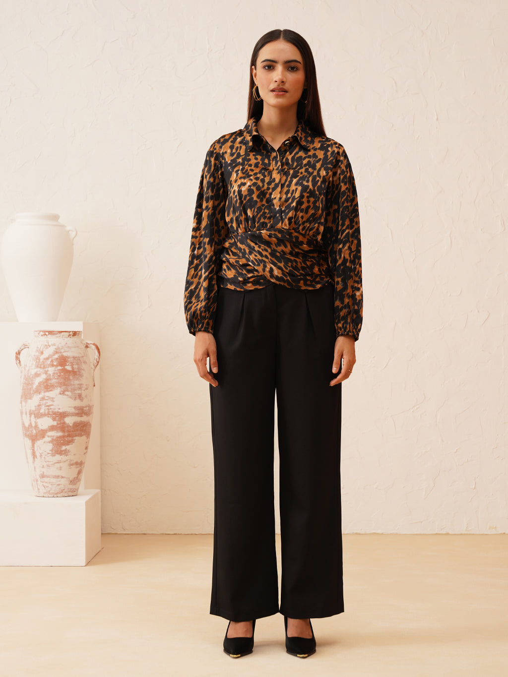 Beatnik Bold Animal Print Elegant Crop Womens Top Beatnik India