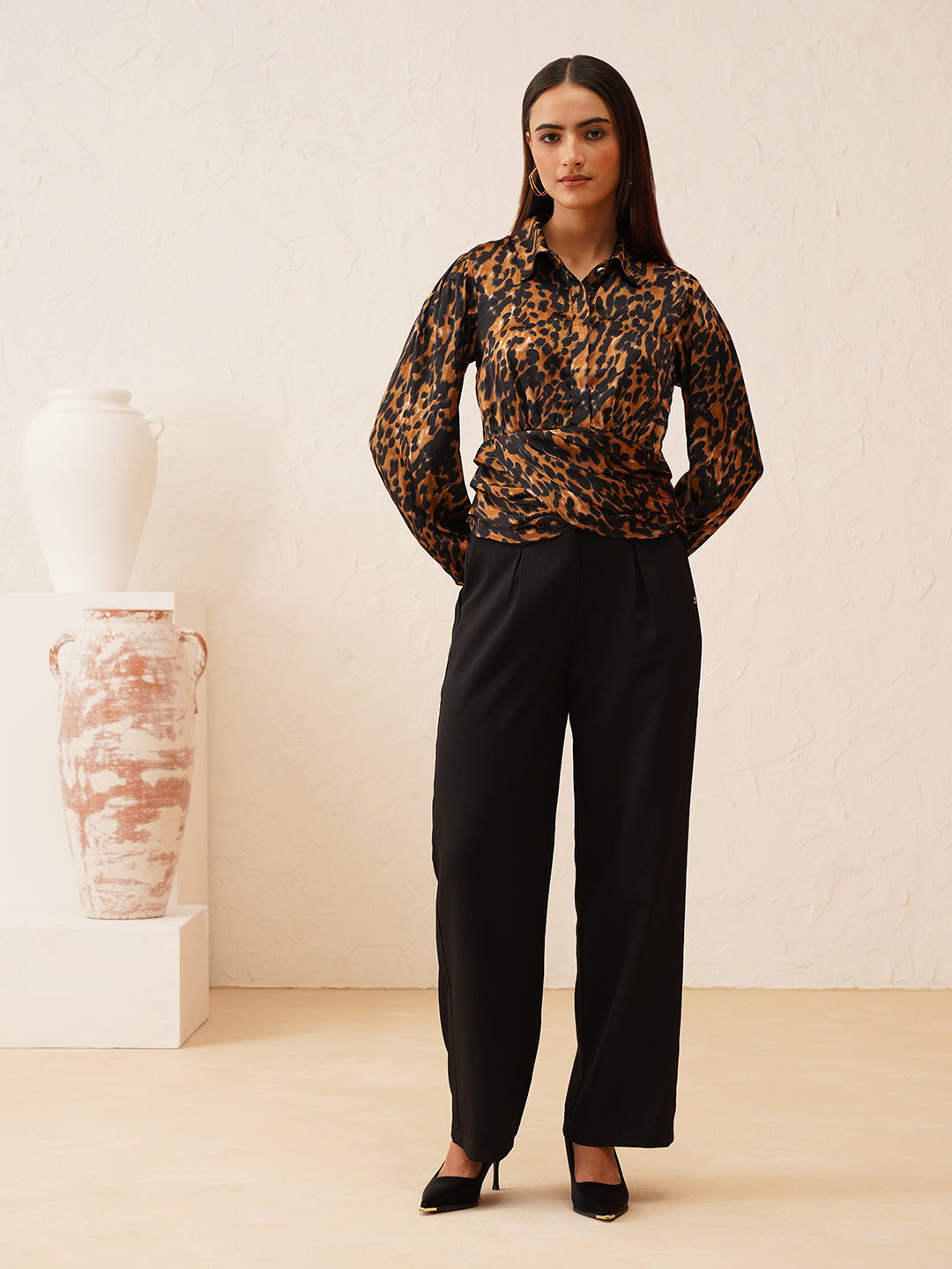 Beatnik Bold Animal Print Elegant Crop Womens Top Beatnik India