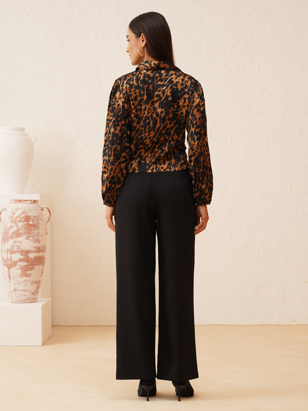 Beatnik Bold Animal Print Elegant Crop Womens Top Beatnik India