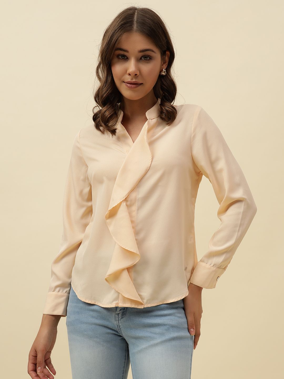 Peach Puff Empire  V-neck Top Beatnik