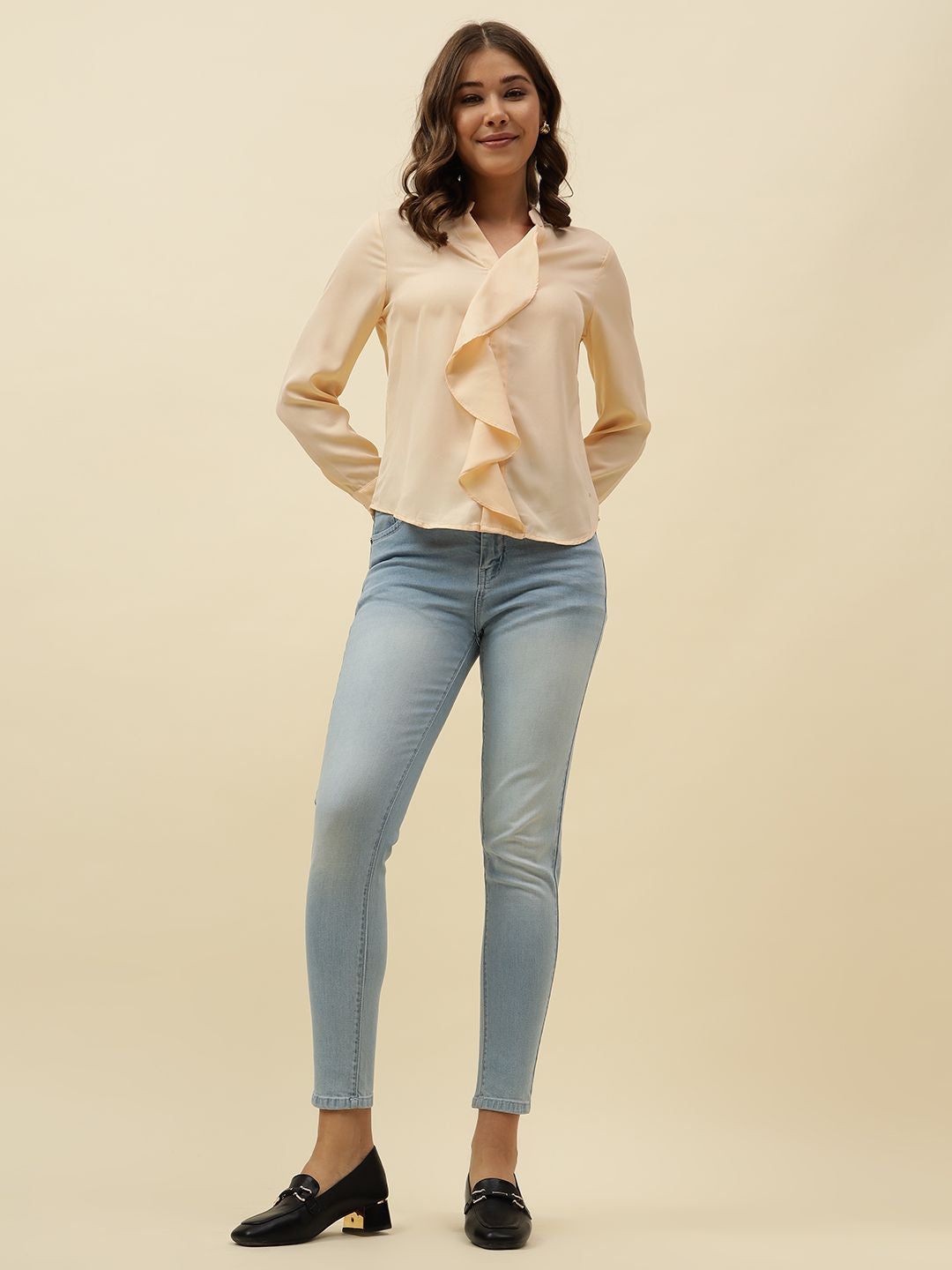 Peach Puff Empire  V-neck Top Beatnik