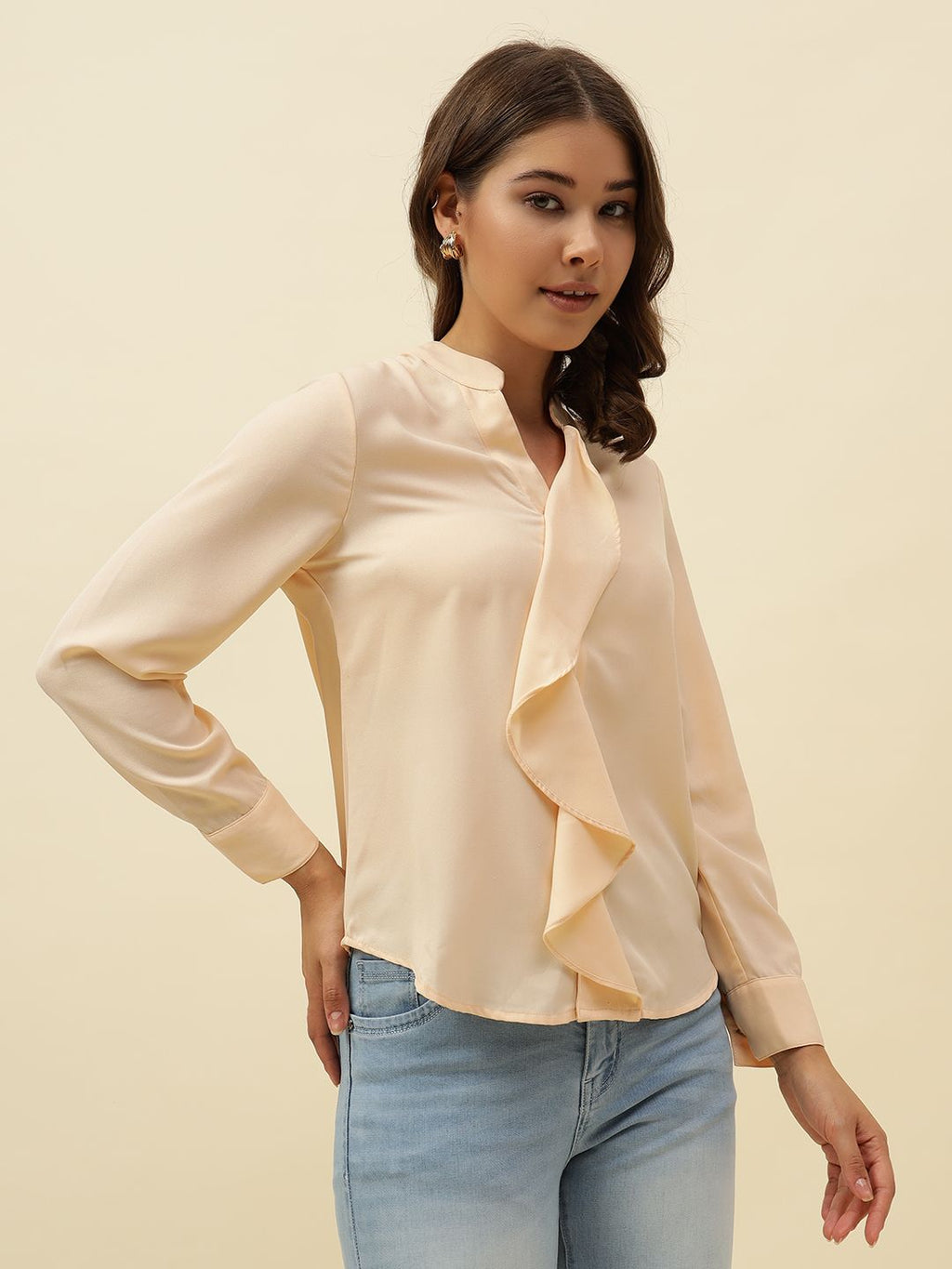 Peach Puff Empire  V-neck Top Beatnik