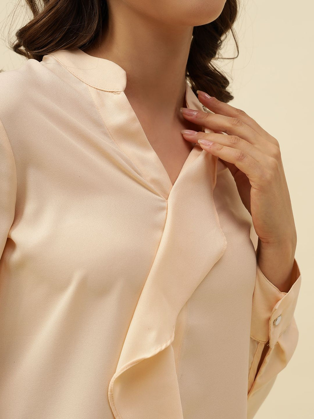 Peach Puff Empire  V-neck Top Beatnik