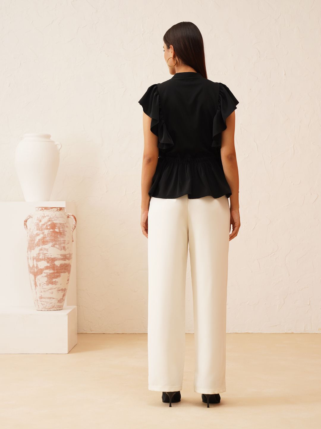 Beatnik Black Peplum Womens Top Beatnik