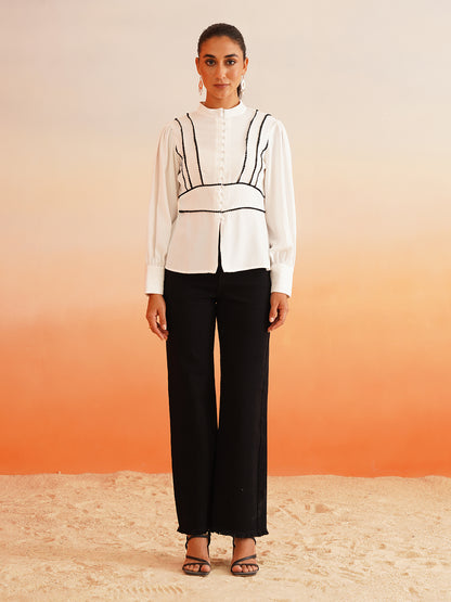 Beatnik White Blouson Tops Beatnik
