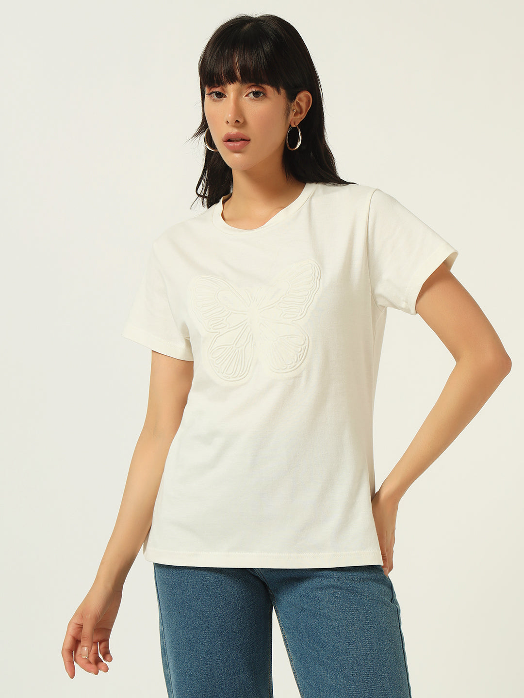 Beatnik Off White Embossed T-shirt