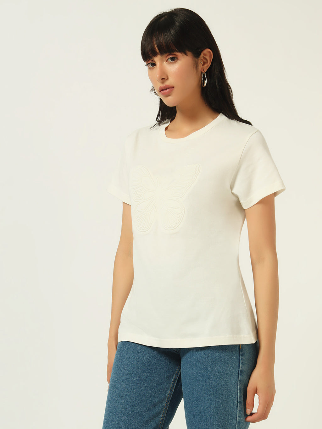 Beatnik Off White Embossed T-shirt