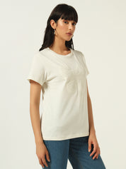 Beatnik Off White Embossed T-shirt