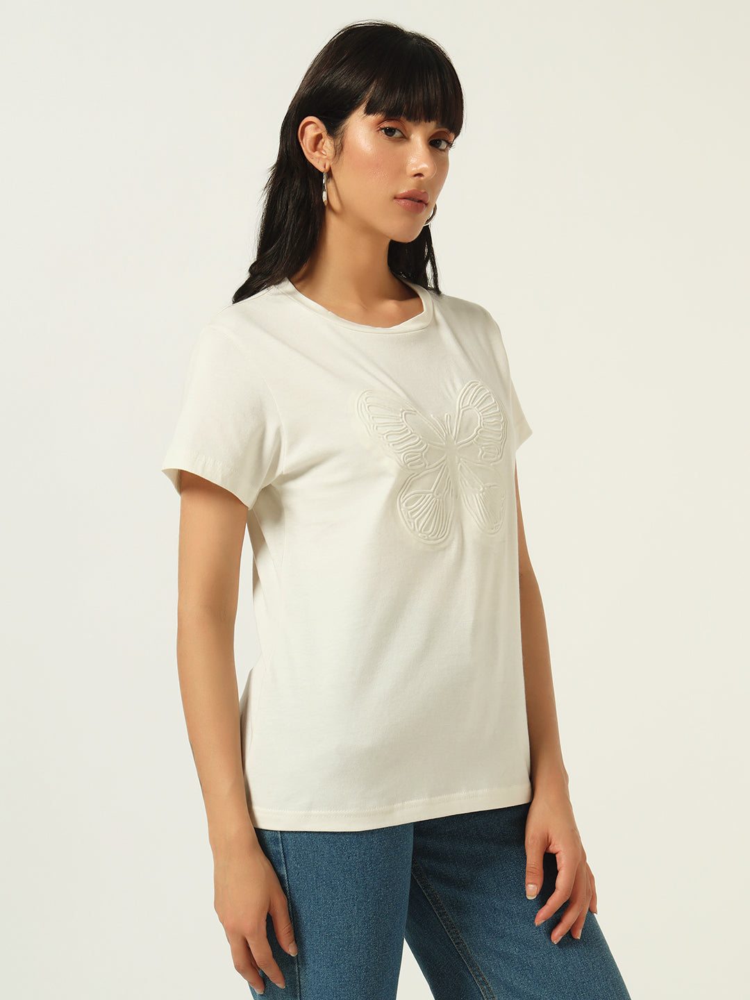 Beatnik Off White Embossed T-shirt
