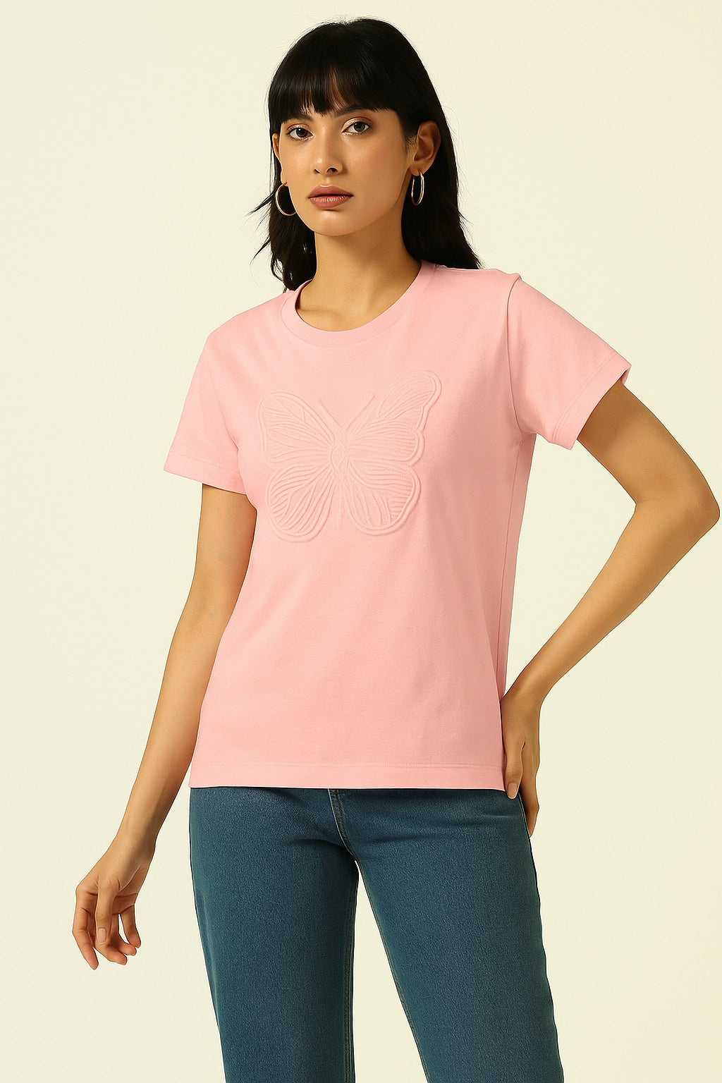 Beatnik Pink Embossed T-shirt