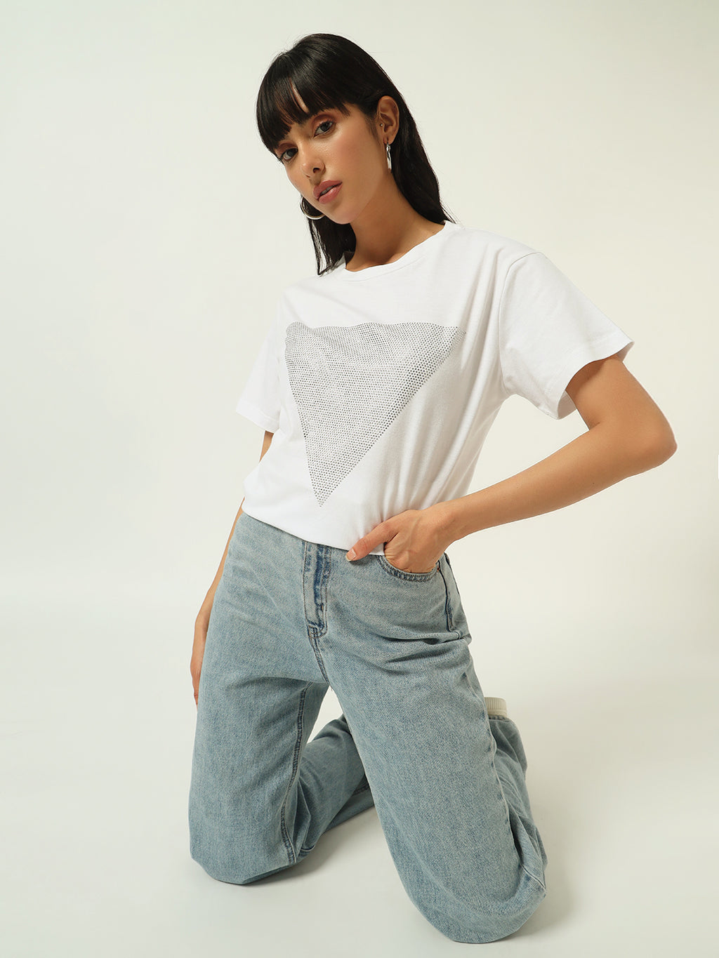 Beatnik White Sequence T-shirt