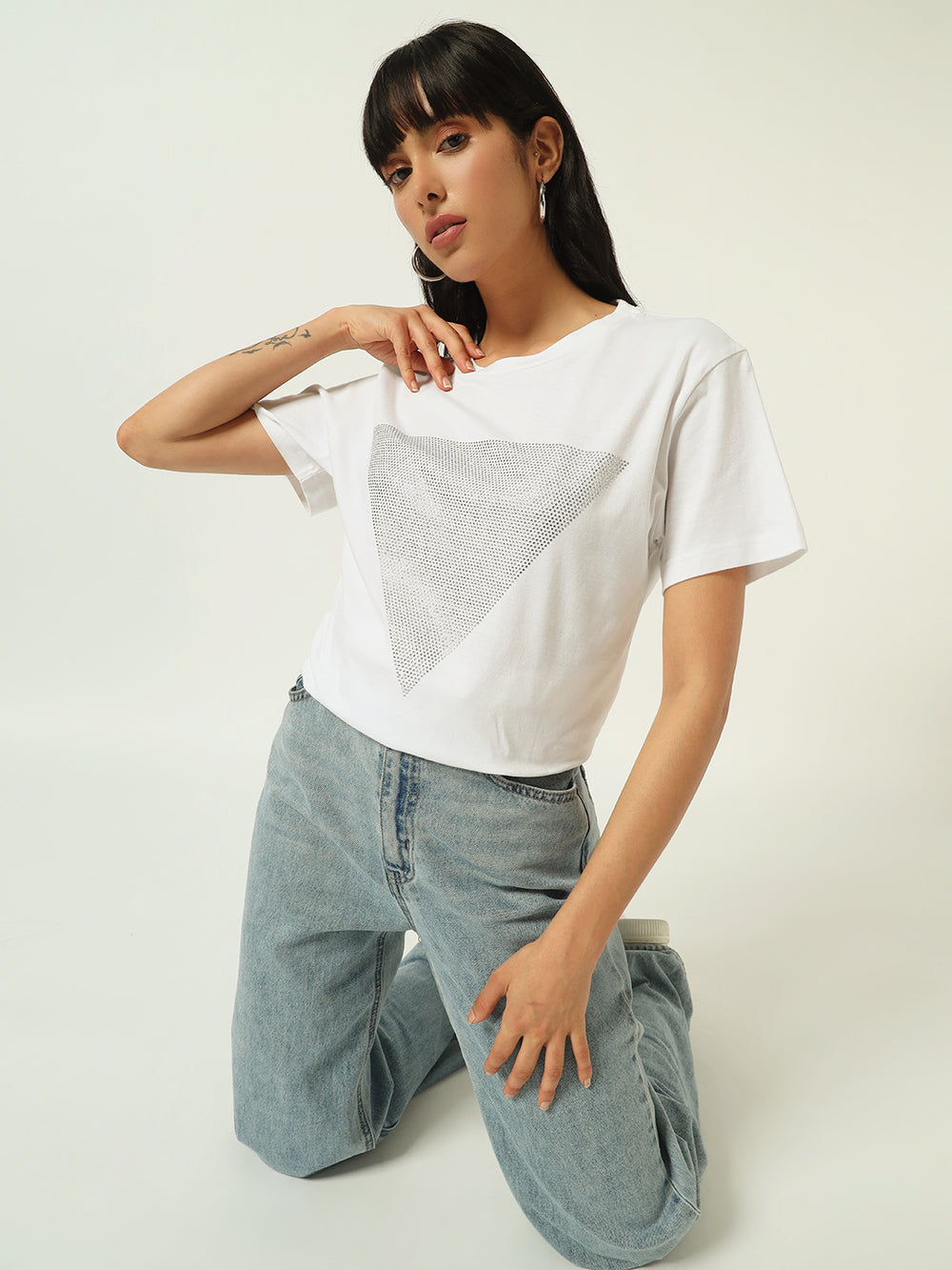 Beatnik White Sequence T-shirt