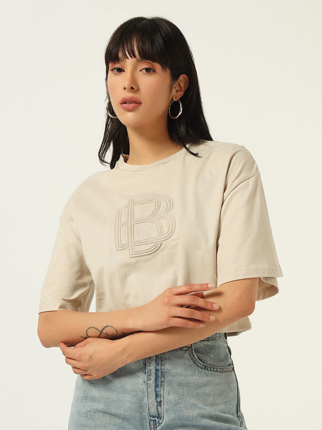 Beatnik Beige Embossed T-shirt