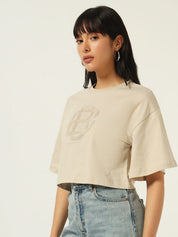 Beatnik Beige Embossed T-shirt