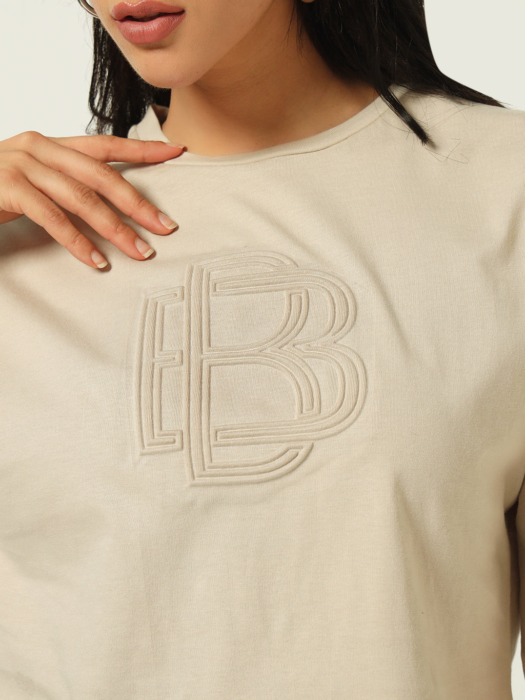 Beatnik Beige Embossed T-shirt