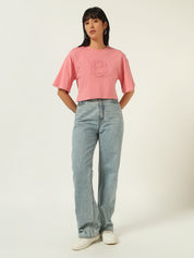 Beatnik Embossed Pink T-shirt