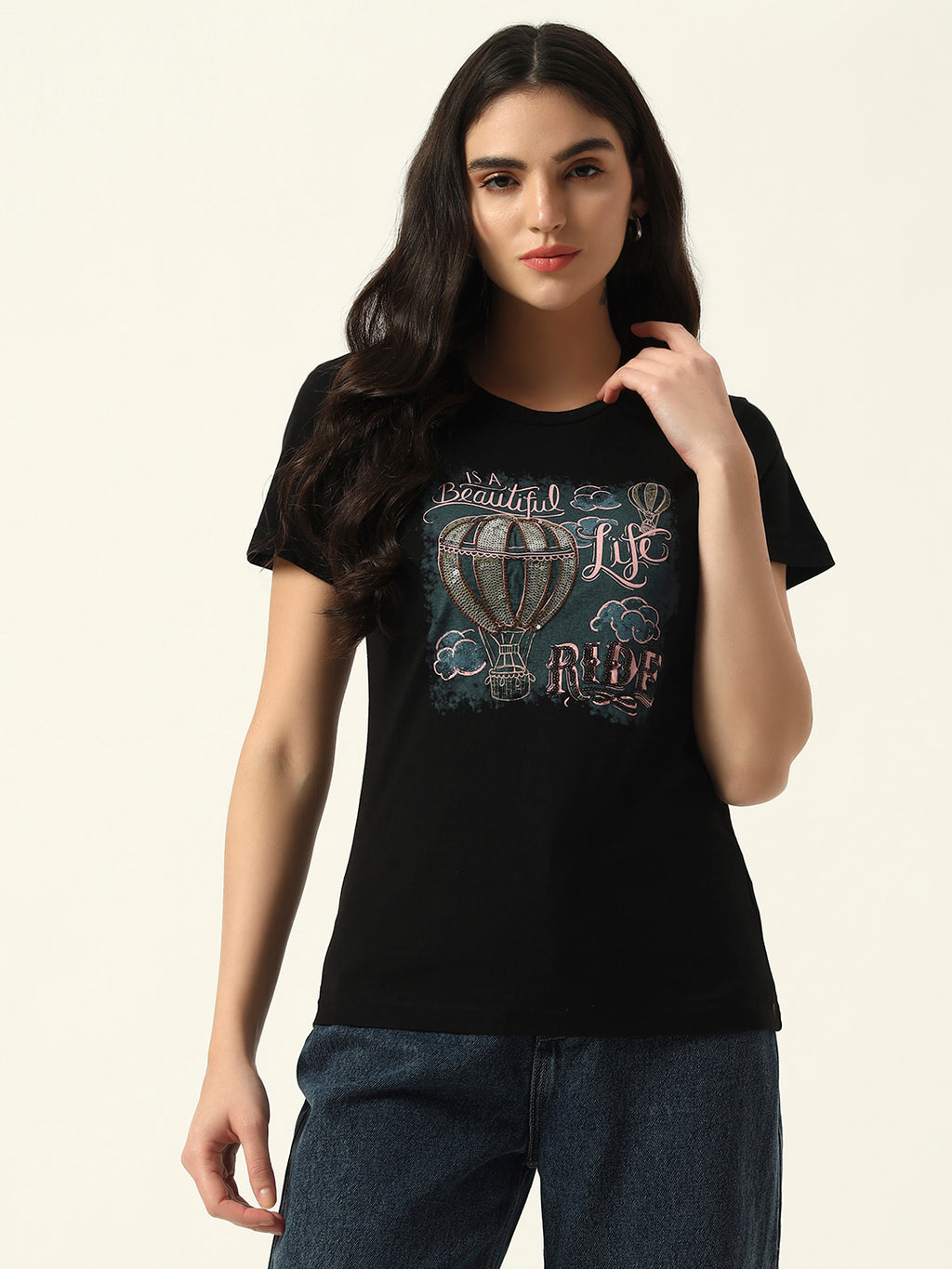 Beatnik Black Screen Print T-shirt