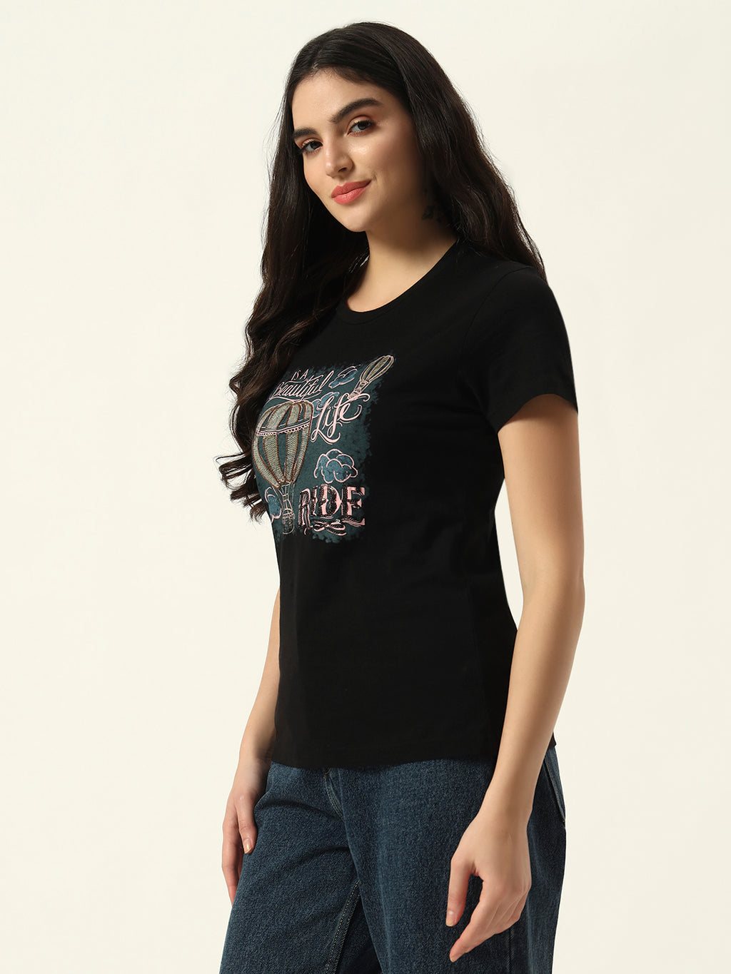 Beatnik Black Screen Print T-shirt