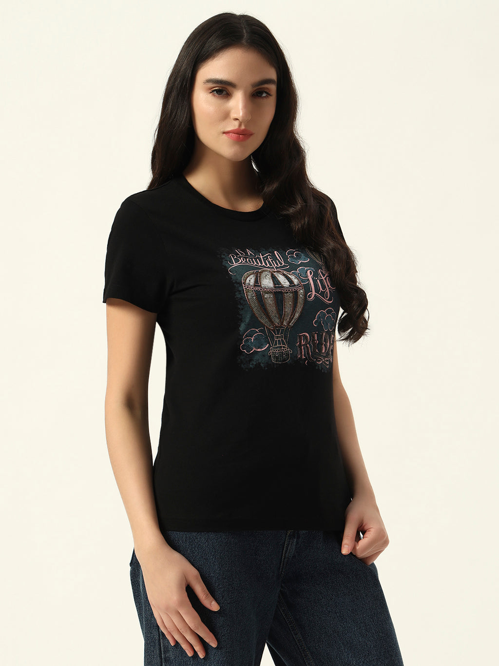 Beatnik Black Screen Print T-shirt