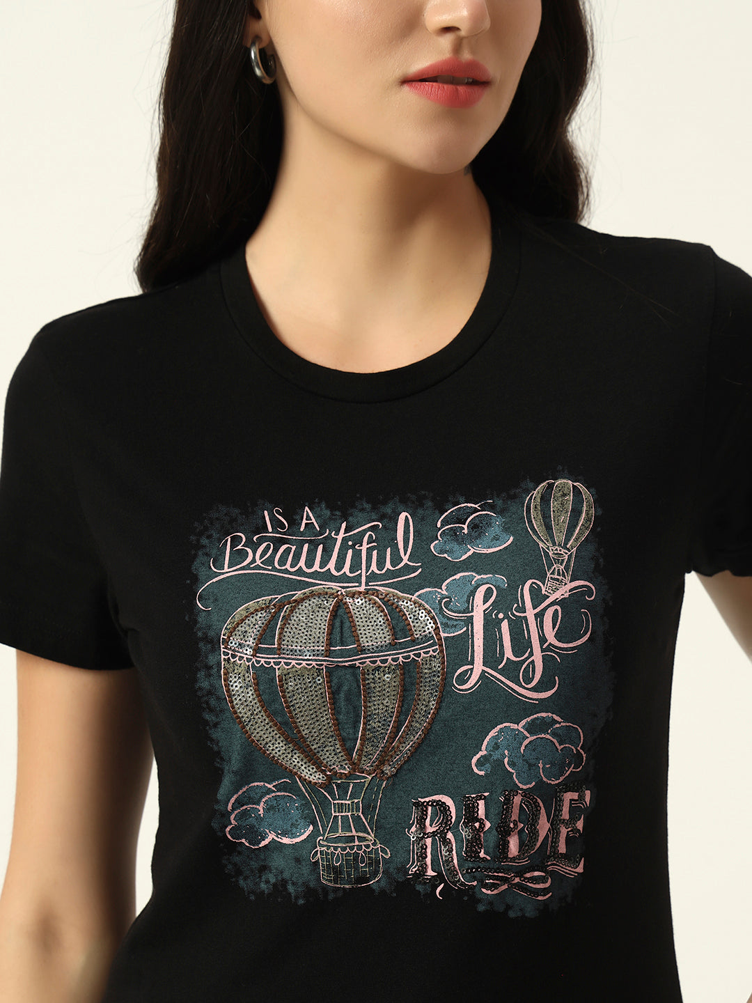 Beatnik Black Screen Print T-shirt