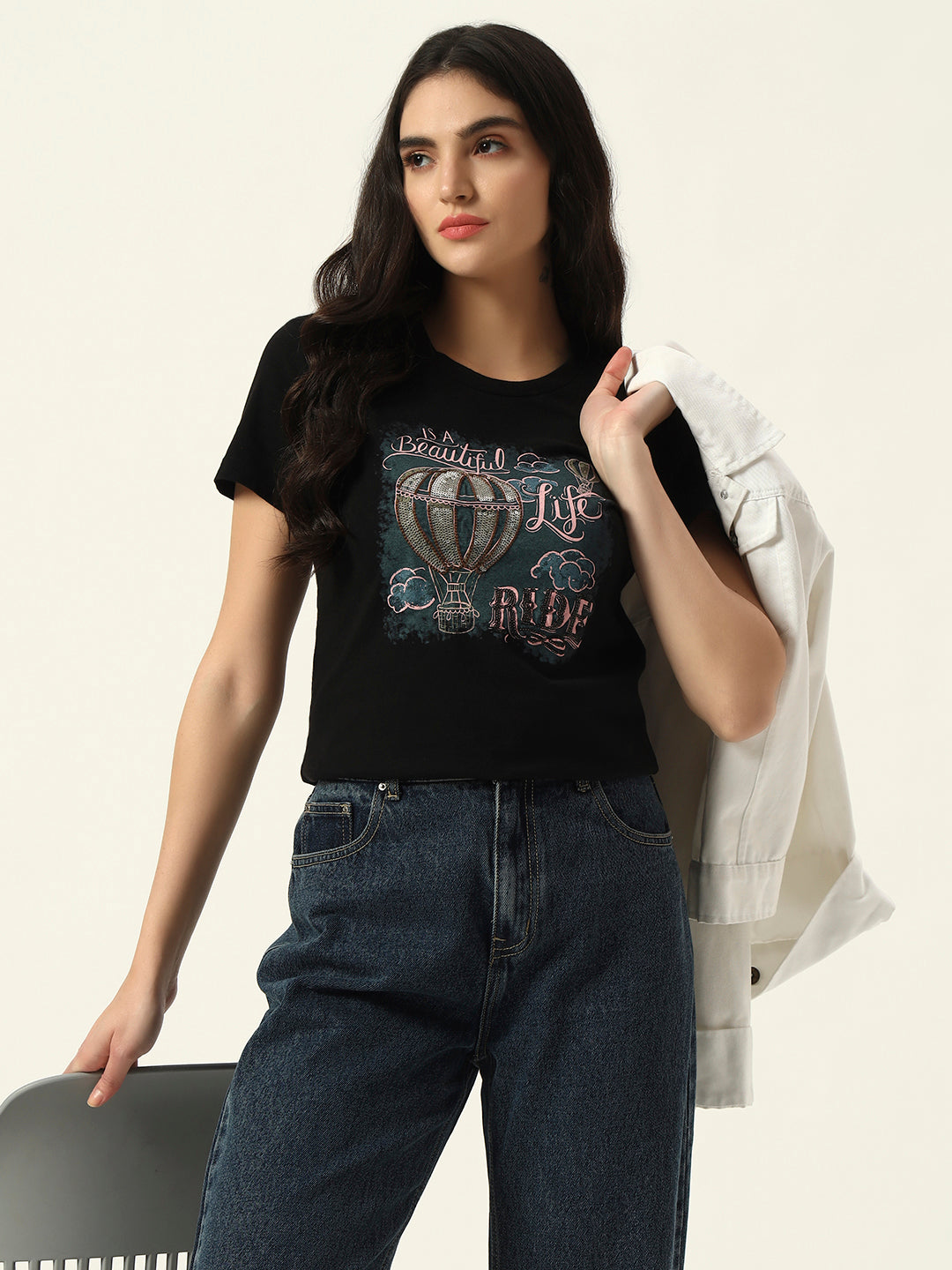 Beatnik Black Screen Print T-shirt