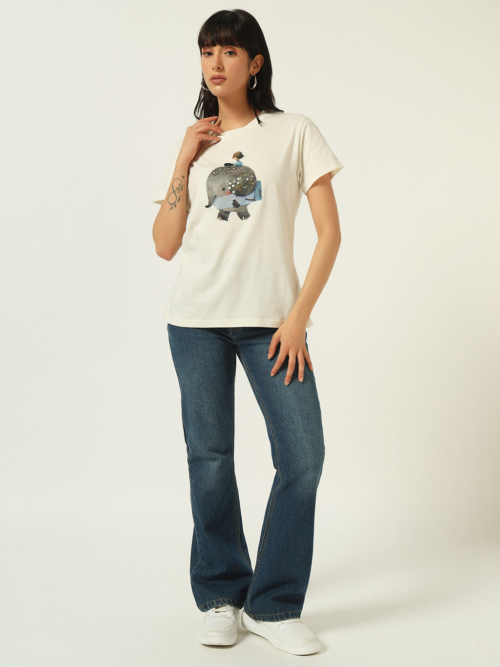 Beatnik Off White DTF Print T-shirt