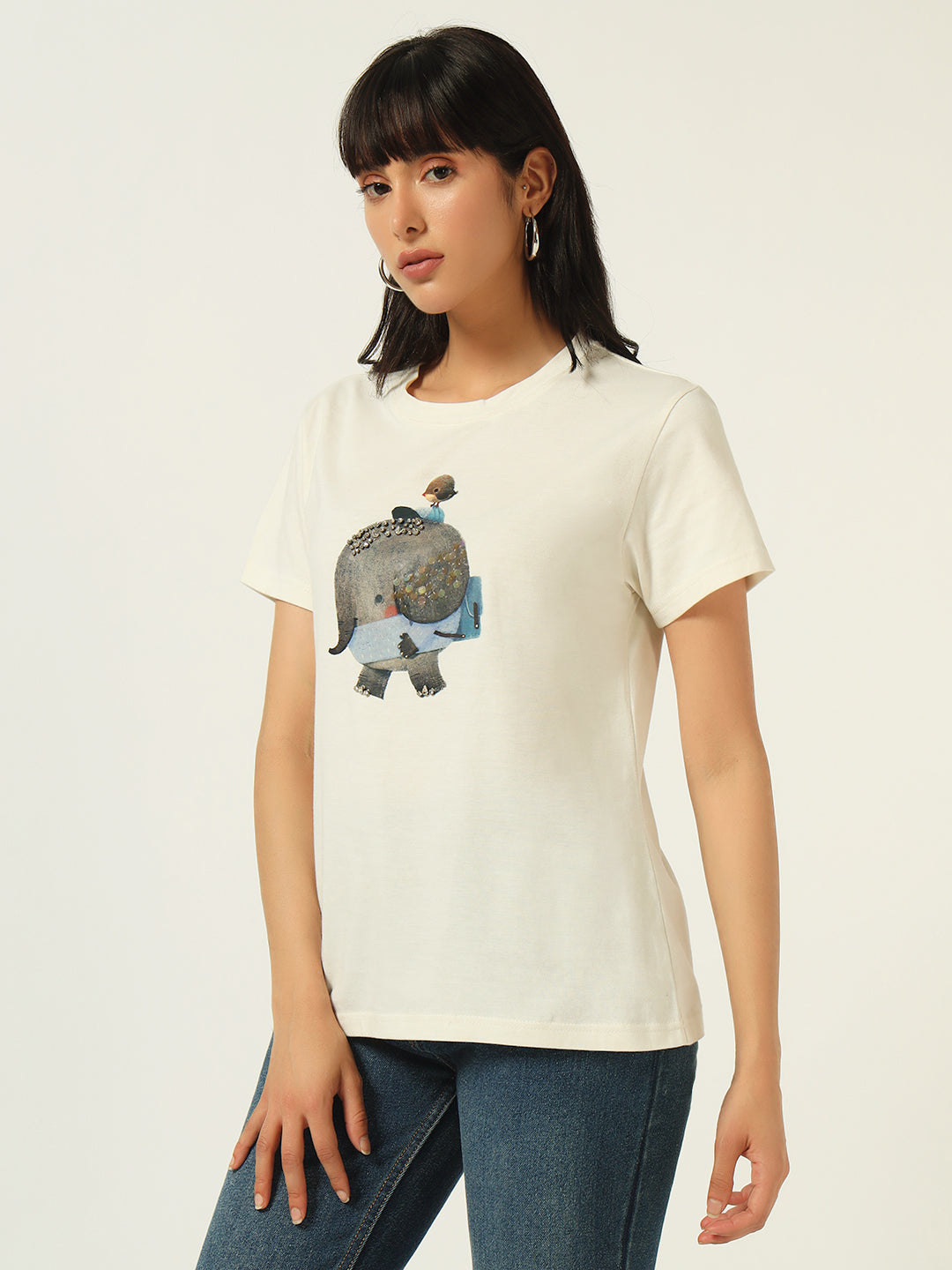 Beatnik Off White DTF Print T-shirt