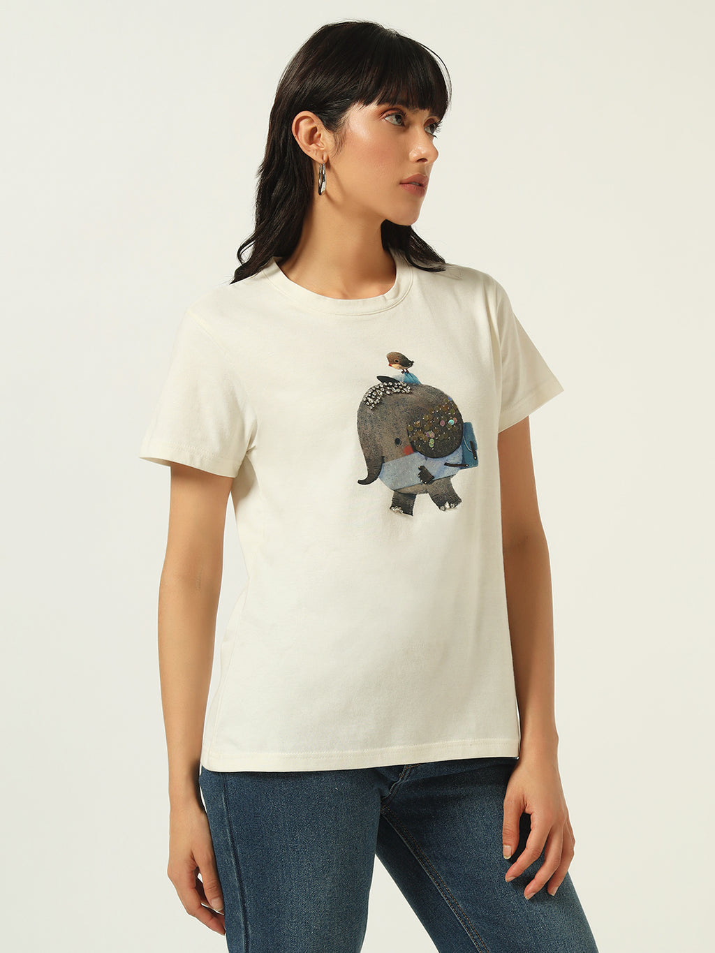 Beatnik Off White DTF Print T-shirt