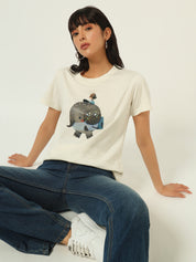 Beatnik Off White DTF Print T-shirt