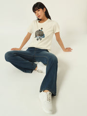 Beatnik Off White DTF Print T-shirt