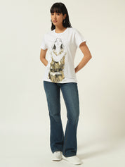 Beatnik White Screen Print T-shirt