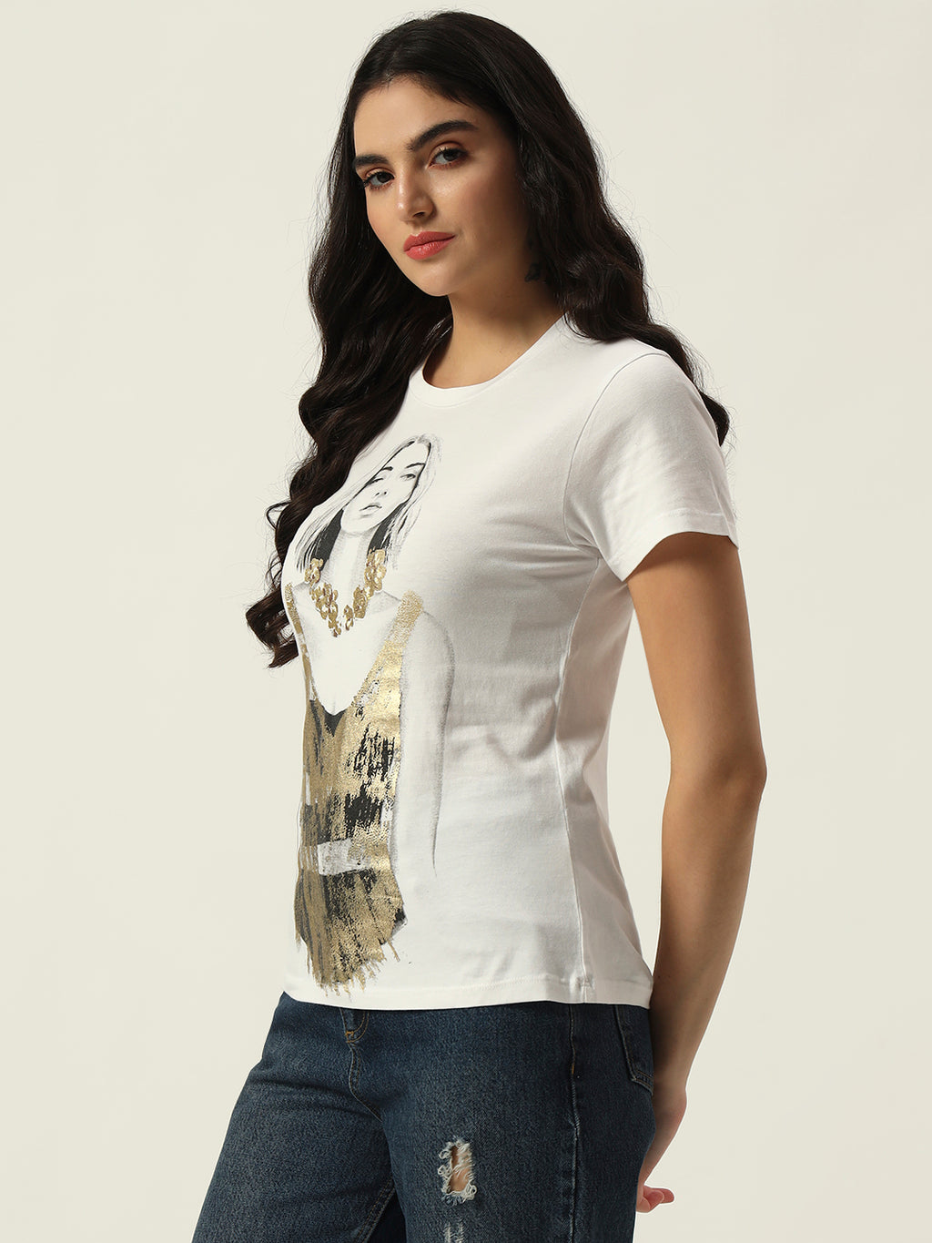 Beatnik White Screen Print T-shirt