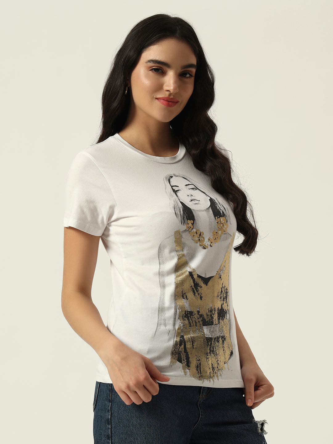 Beatnik White Screen Print T-shirt