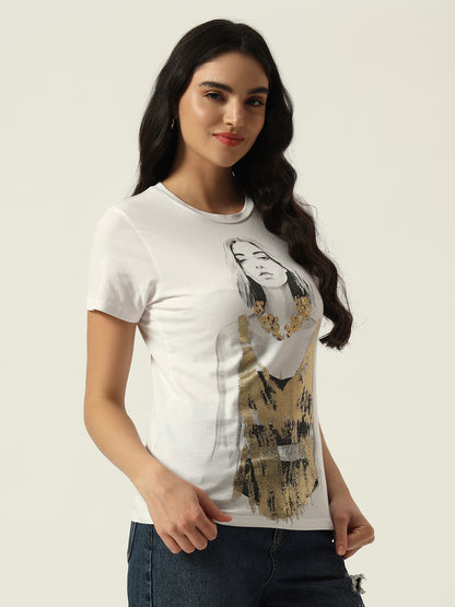Beatnik White Screen Print T-shirt
