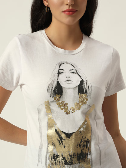 Beatnik White Screen Print T-shirt