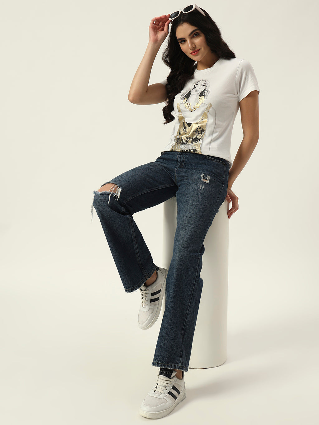 Beatnik White Screen Print T-shirt