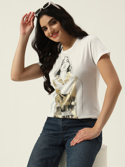Beatnik White Screen Print T-shirt