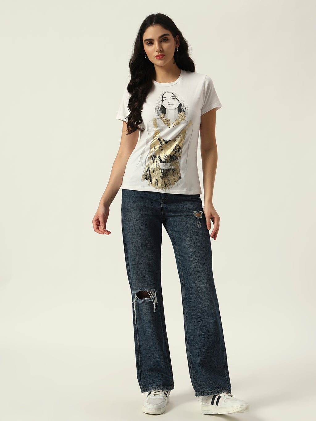 Beatnik White Screen Print T-shirt