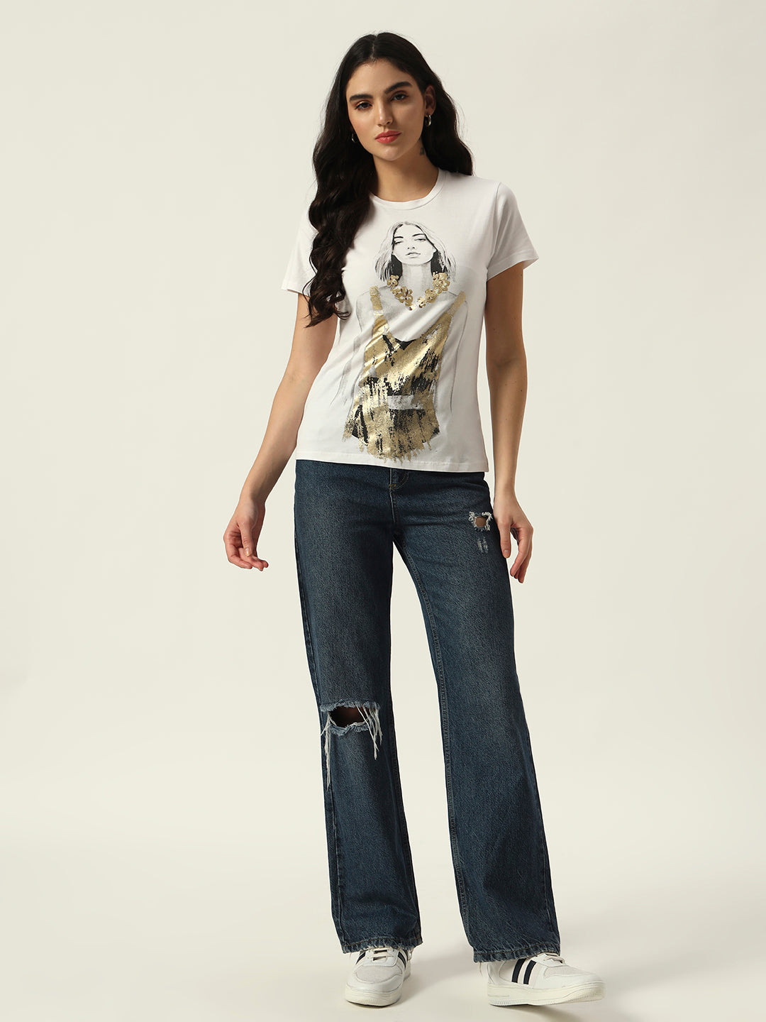 Beatnik White Screen Print T-shirt