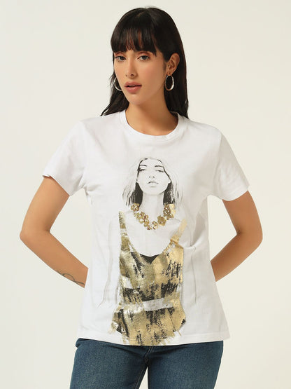 Beatnik White Screen Print T-shirt