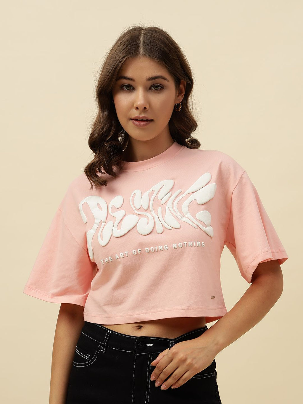 Pink Typography Short Sleeve T-Shirt Beatnik