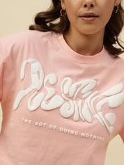 Typography Short Sleeve Pink T-Shirt Beatnik