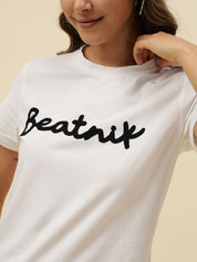 Solid Short Sleeve White T-Shirt Beatnik