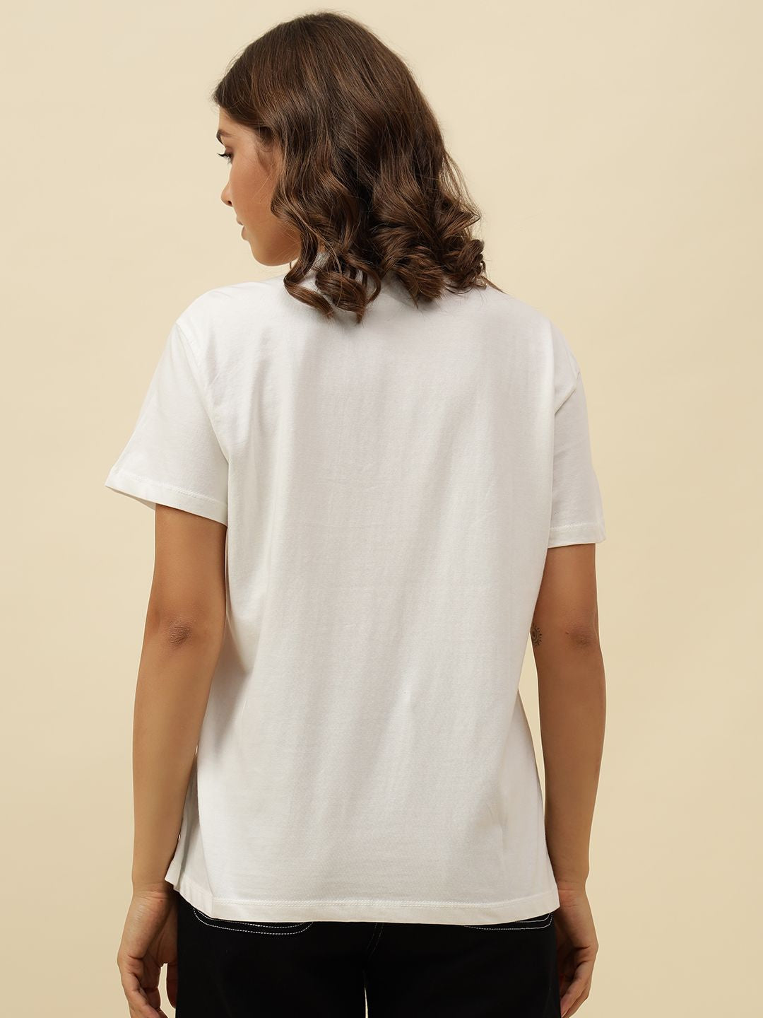 Typography Short Sleeve Off White T-Shirt Beatnik