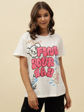 Typography Short Sleeve Off White T-Shirt Beatnik