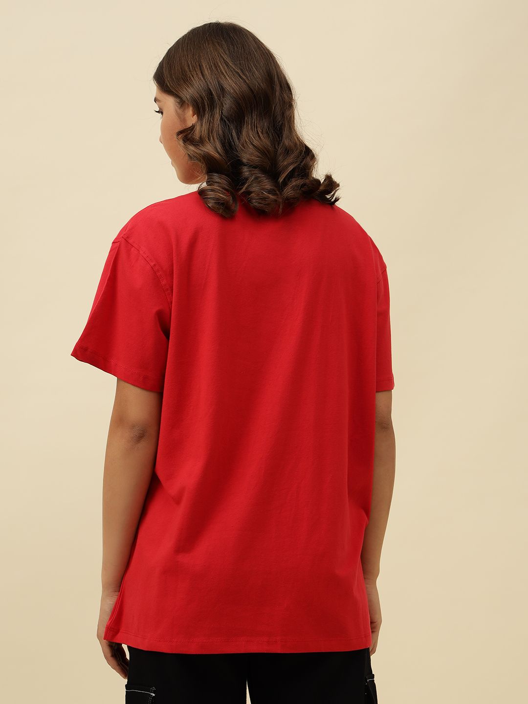 Typography Short Sleeve Red T-Shirt Beatnik