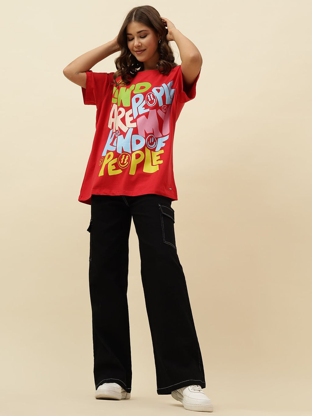 Typography Short Sleeve Red T-Shirt Beatnik