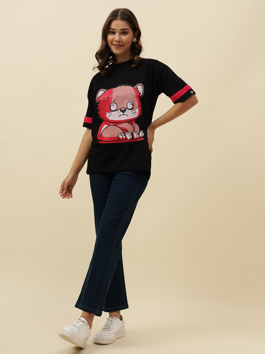 Figure print Short Sleeve Black T-Shirt Beatnik