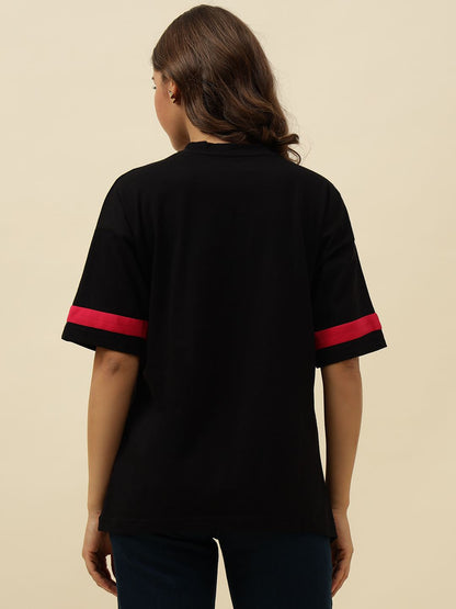 Figure print Short Sleeve Black T-Shirt Beatnik